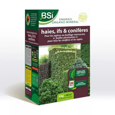 BSI - Organic-Mineral Fertilizers For Haie / If / Conifer - For All Conifers Or Rabbits - 4Kg - Up to 40 m2 - UAB