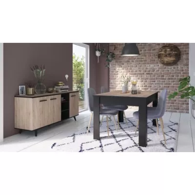 DEMEYERE Table a manger - Décor chene brossé - WAYNE - L 138,4 x P 90 x H 77,1 cm