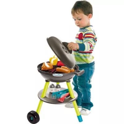 Jouets Ecoiffier - Barbecue Charbon + 16 Accessoires - Outillage de Jardin pour Enfants - Fabriqué en France