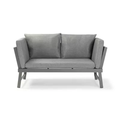 Banquette de jardin multifonction en aluminium avec coussins - 2 perso