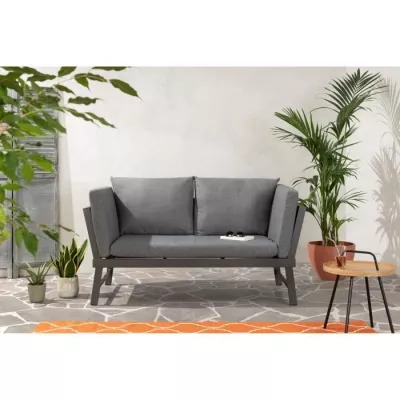 Banquette de jardin multifonction en aluminium avec coussins - 2 perso