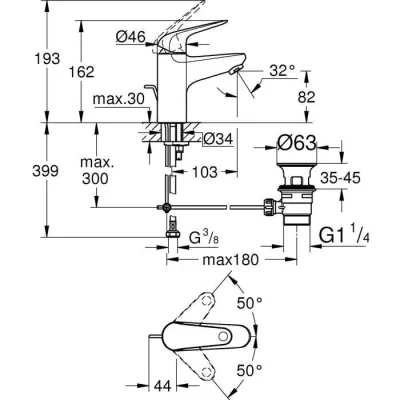 Mitigeur monocommande lavabo - GROHE Swift - 24316001 - Chromé - Taille S - Economie d'eau