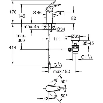 Mitigeur monocommande bidet - GROHE Swift - 24332001 - Chromé - Avec rotule - Economie d'eau