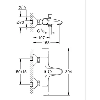 Mitigeur thermostatique bain/douche 1/2 - GROHE Precision Start - Noir mat - Economie d'eau