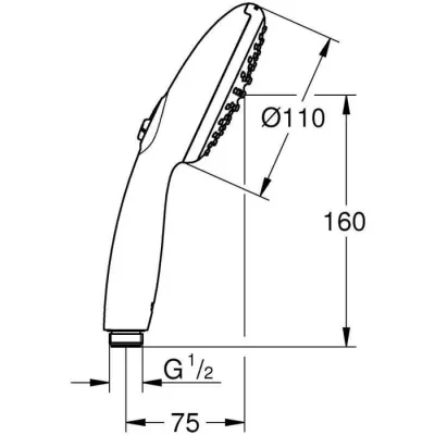 Pommeau de douche - GROHE Vitalio Start 110 27946001 - 2 jets (Pluie/Stimulant) - Economie d'eau - Procédé anti-calcaire - Chr