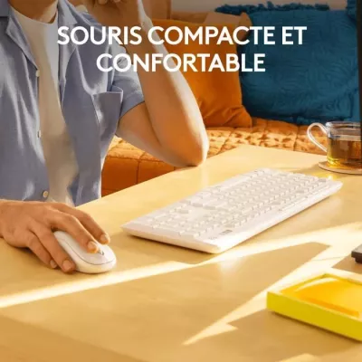 Ensemble clavier souris - Sans fil - Logitech - MK295 - Silencieux - AZERTY - Blanc