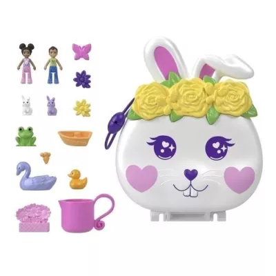 Polly Pocket-Coffret Garden Rabbit 2 mini figures and 12 accessories HKV36