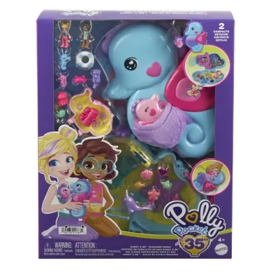 Polly Pocket-Papa et moi-Sac surprises hippocampe et 2 mini-figurines HWP03