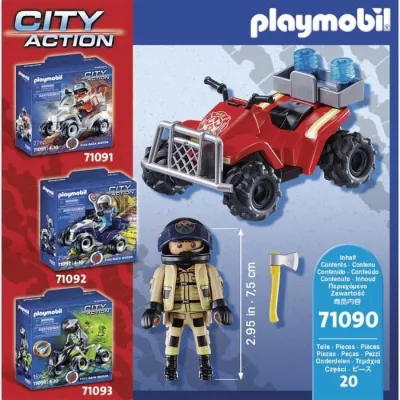 PLAYMOBIL - 71090 - Firefighter and quad - Child 4 years - Playmobil City Action - Plastic - Blue