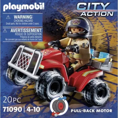 PLAYMOBIL - 71090 - Firefighter and quad - Child 4 years - Playmobil City Action - Plastic - Blue