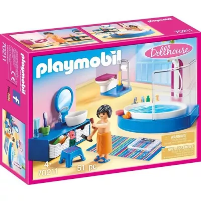 PLAYMOBIL - 70211 - Dollhouse The Traditional House - Bathroom with bathtub