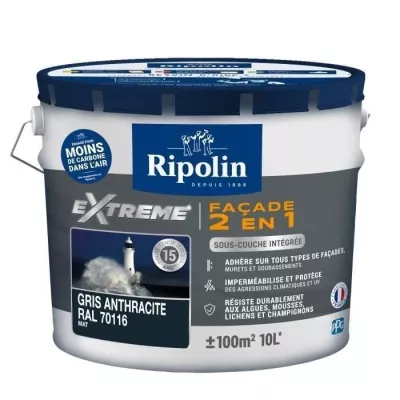 RIPOLIN Peinture Mat Façade 2 en 1, Avec Sous- Anthracite