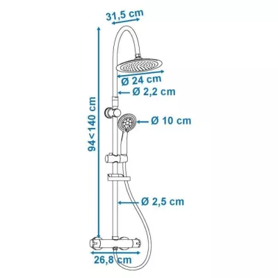 ROUSSEAU Colonne de douche avec robinet mitigeur thermostatique Suhali 2