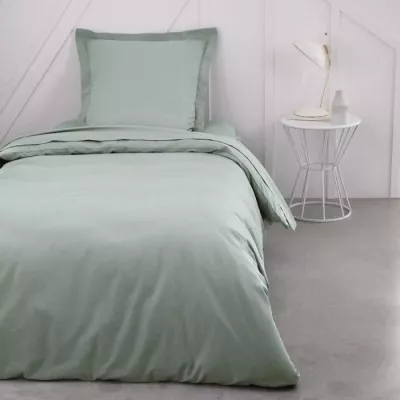 Housse de couette TODAY Essential - 140 x 200 cm - 1 personne - 100% Coton uni - Celadon