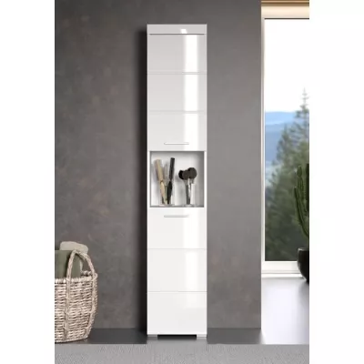 Colonne de salle de bain AMANDA - 2 portes - Blanc brillant - L37 x P31 x H190 cm