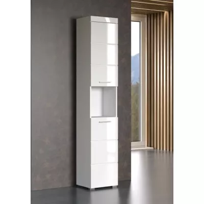 Colonne de salle de bain AMANDA - 2 portes - Blanc brillant - L37 x P31 x H190 cm