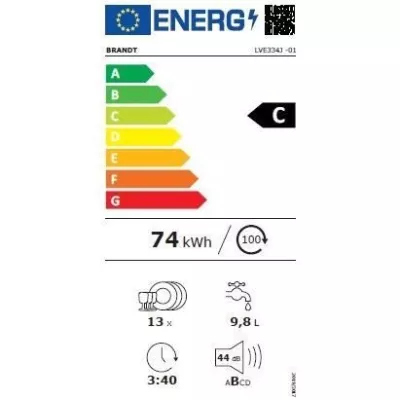 Lave-vaisselle intégrable Brandt LVE334J Noir - 13 couverts