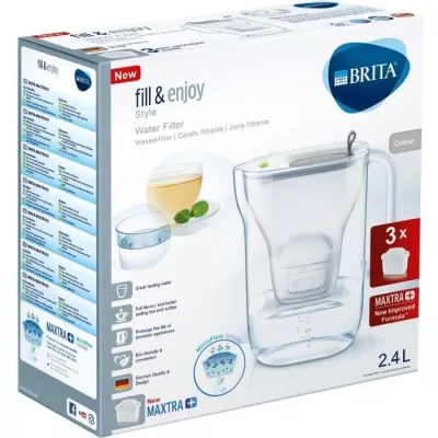 Carafe filtrante BRITA Style grise - 3 cartouches MAXTRA+