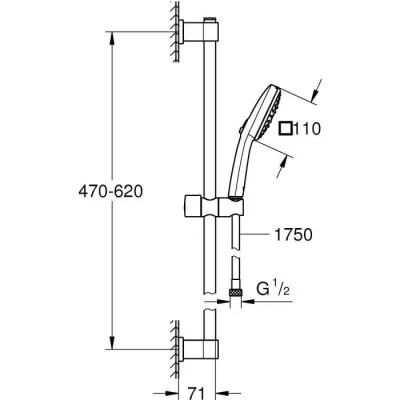 Ensemble de douche GROHE Vitalio Comfort 110 - Sélection facile - Economie d'Espace