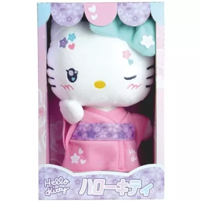 Peluche Hello Kitty Kimono Kawai 22 cm - JEMINI - Version rose et tongs