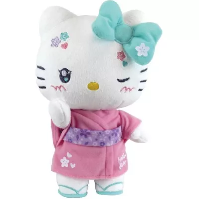 Peluche Hello Kitty Kimono Kawai 22 cm - JEMINI - Version rose et tongs