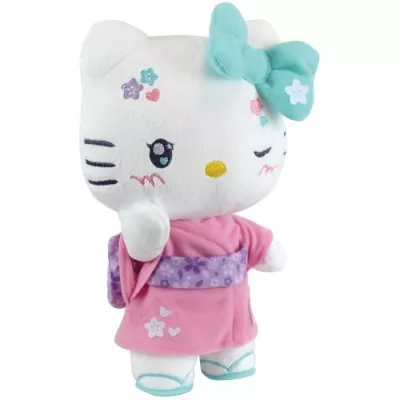 Peluche Hello Kitty Kimono Kawai 22 cm - JEMINI - Version rose et tongs