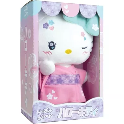 Peluche Hello Kitty Kimono Kawai 22 cm - JEMINI - Version rose et tongs