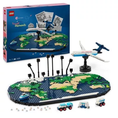 Découvrez LEGO Family 41838 Souvenirs de Voyages - Carte du Monde - Cadeau pour les Voyageurs