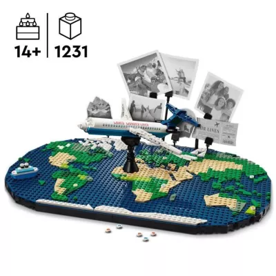 Découvrez LEGO Family 41838 Souvenirs de Voyages - Carte du Monde - Cadeau pour les Voyageurs