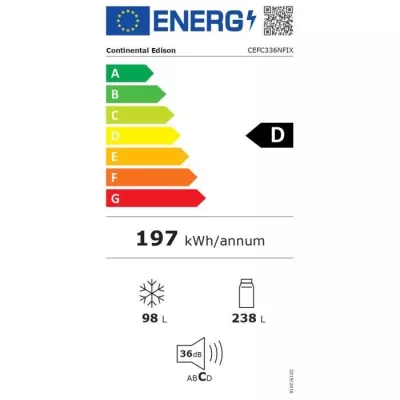 Combined refrigerator CONTINENTAL EDISON CEFC336NFIX - Total No Fro