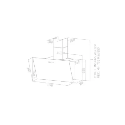 Hotte décorative noire CONTINENTAL EDISON CEHD9065B - L90 cm