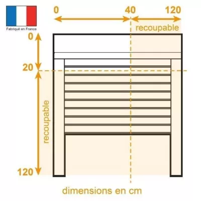 Volet roulant PVC recoupable H120xL120 cm - Blanc