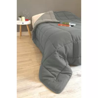 Couette Microfibre 400g/m² CALGARY Gris & Argent 220x240cm - Confort et Style