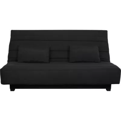 Banquette Clic clac 2 places REVEUR - Tissu noir - Matelas DUNLOPILLO