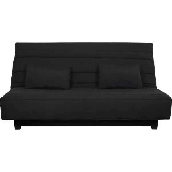 Banquette Clic clac 2 places REVEUR - Tissu noir - Matelas DUNLOPILLO - Couchage 188x128 cm