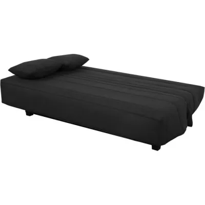 Banquette Clic clac 2 places REVEUR - Tissu noir - Matelas DUNLOPILLO