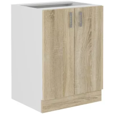 Meuble bas 2 portes chene sonoma - L60xP48xH82 cm