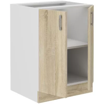 Meuble bas 2 portes chene sonoma - L60xP48xH82 cm