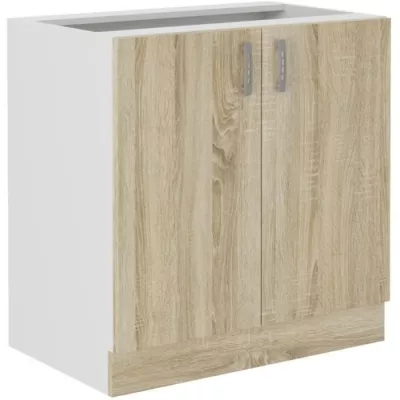 Meuble bas 2 portes chene sonoma - L80xP48xH82 cm