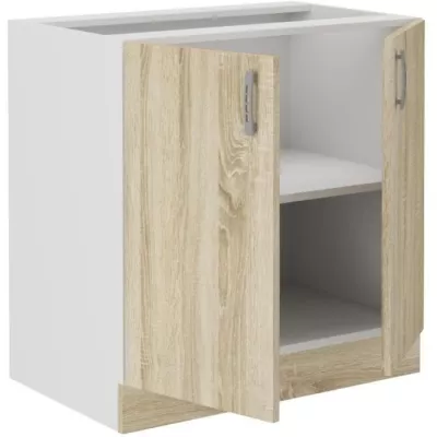 Meuble bas 2 portes chene sonoma - L80xP48xH82 cm