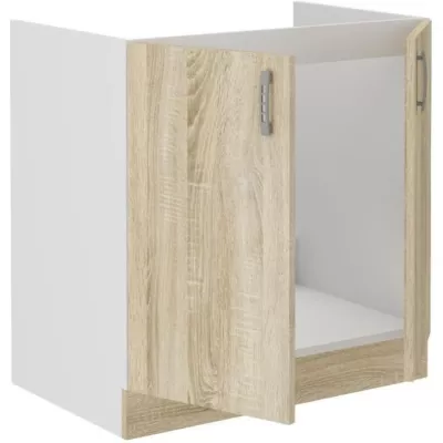 Meuble bas évier SARA - Chêne sonoma - 2 portes battantes - L80xP48xH82 cm