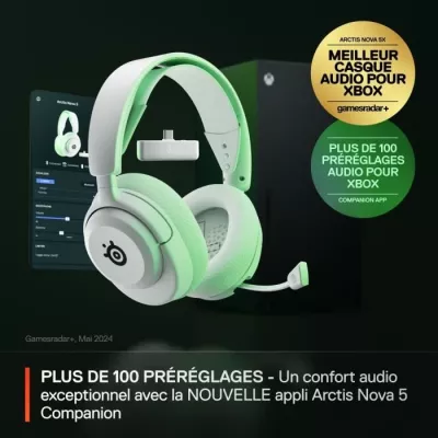 Casque Gaming Sans fil SteelSeries Arctis Nova 5X Blanc - Compact et performant