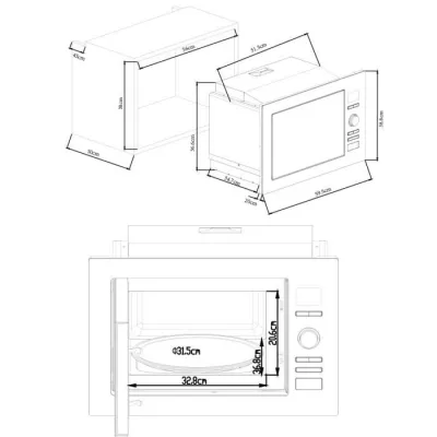 Micro ondes grill encastrable CONTINENTAL EDISON CEMO25GINE Noir Inox