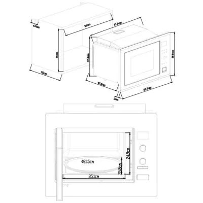 Micro-ondes combiné encastrable CONTINENTAL EDISON CEMO34CEB2 Noir et