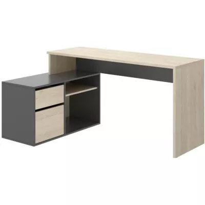 Modern Reversible Corner Desk - Oak/Gray - L 139 x D 92 x H 75 cm