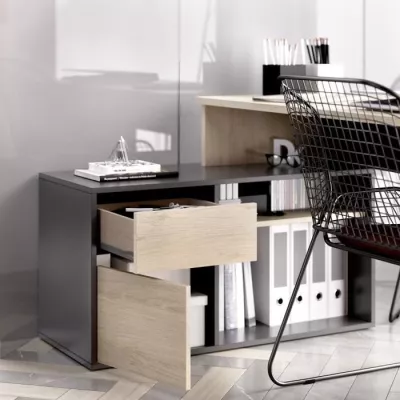 Modern Reversible Corner Desk - Oak/Gray - L 139 x D 92 x H 75 cm