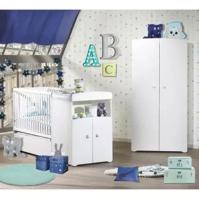 Lit bébé combiné évolutif - BABY PRICE Basic Blanc 60 x 120 cm