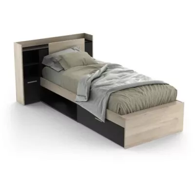 Children's Bed LIFE - Chene/Black Decor - Storage - DEMEYERE