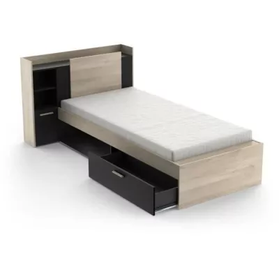 Children's Bed LIFE - Chene/Black Decor - Storage - DEMEYERE