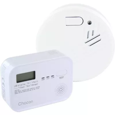 Pack de sécurité CHACON : Détecteur de fumée + CO Alarm